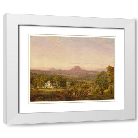 Autumn Landscape, Sugar Loaf Mountain, Orange County, New York White Modern Wood Framed Art Print with Double Matting by Cropsey, Jasper Francis