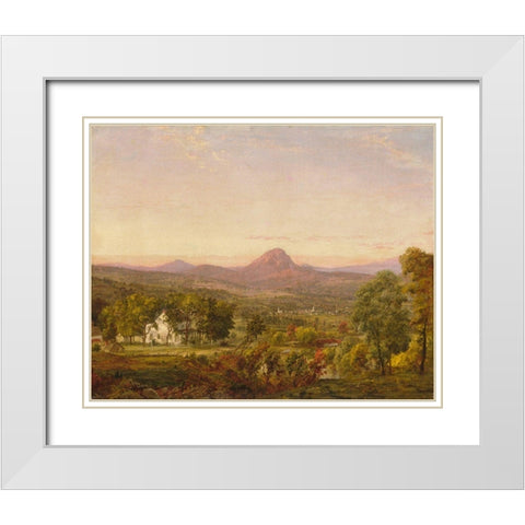 Autumn Landscape, Sugar Loaf Mountain, Orange County, New York White Modern Wood Framed Art Print with Double Matting by Cropsey, Jasper Francis