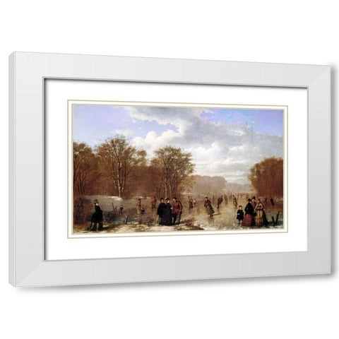 Skating on the Wissahickon White Modern Wood Framed Art Print with Double Matting by Culverhouse, Johan Mengels