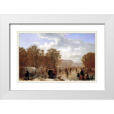 Skating on the Wissahickon White Modern Wood Framed Art Print with Double Matting by Culverhouse, Johan Mengels