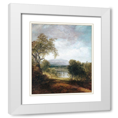 A River Glimpse White Modern Wood Framed Art Print with Double Matting by Doughty, ThomasÂ 