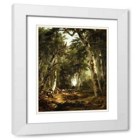 In the Woods White Modern Wood Framed Art Print with Double Matting by Durand, Asher Brown