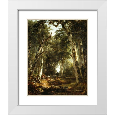 In the Woods White Modern Wood Framed Art Print with Double Matting by Durand, Asher Brown