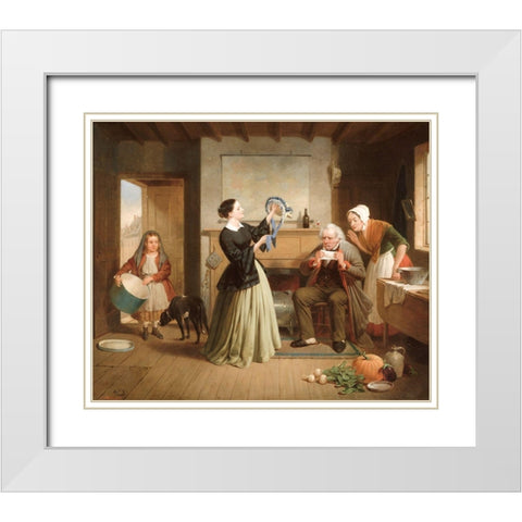 The New Bonnet White Modern Wood Framed Art Print with Double Matting by Edmonds, Francis WilliamÂ 