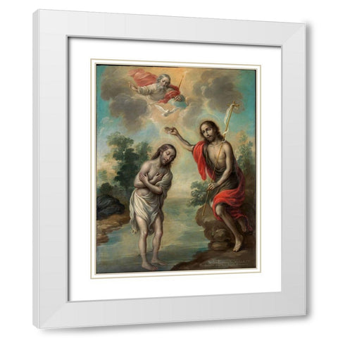 The Baptism of Christ White Modern Wood Framed Art Print with Double Matting by EnrÃ­quez, Nicolas