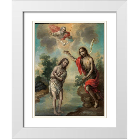 The Baptism of Christ White Modern Wood Framed Art Print with Double Matting by EnrÃ­quez, Nicolas