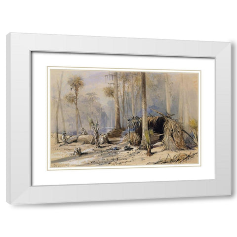 The Cypress-Shingle Yard, Ocklawaha River, Florida White Modern Wood Framed Art Print with Double Matting by Fenn, Harry