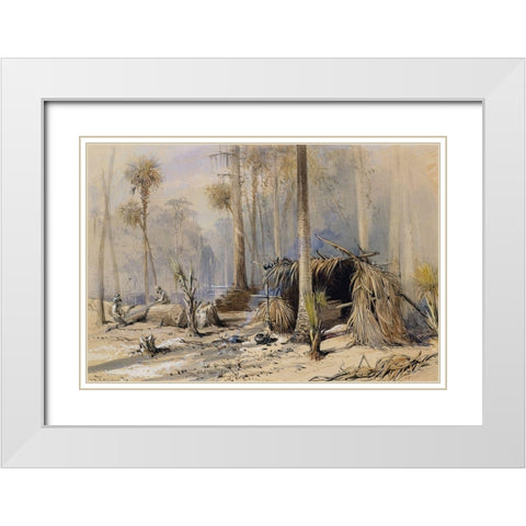 The Cypress-Shingle Yard, Ocklawaha River, Florida White Modern Wood Framed Art Print with Double Matting by Fenn, Harry