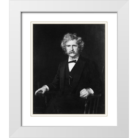 Mark Twain White Modern Wood Framed Art Print with Double Matting by Flagg, Charles Noel