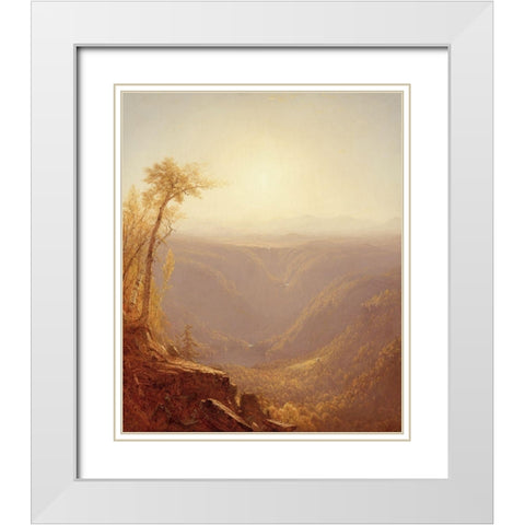 A Gorge in the Mountains (Kauterskill Clove) White Modern Wood Framed Art Print with Double Matting by Gifford, Sanford Robinson