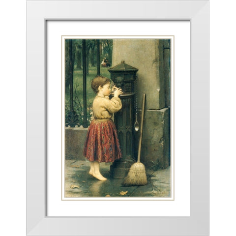 The Crossing Sweeper White Modern Wood Framed Art Print with Double Matting by Guy, Seymour Joseph