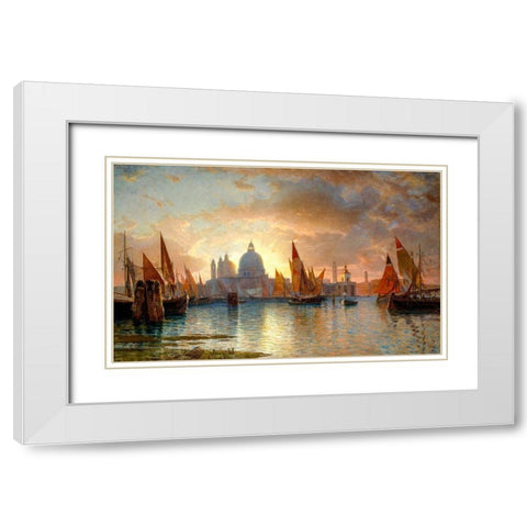 Santa Maria della Salute, Sunset White Modern Wood Framed Art Print with Double Matting by Haseltine, William Stanley