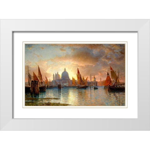 Santa Maria della Salute, Sunset White Modern Wood Framed Art Print with Double Matting by Haseltine, William Stanley