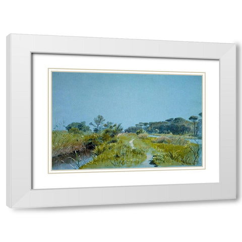 Castel Fusanoâ€”Near Rome White Modern Wood Framed Art Print with Double Matting by Haseltine, William Stanley