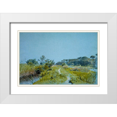 Castel Fusanoâ€”Near Rome White Modern Wood Framed Art Print with Double Matting by Haseltine, William Stanley