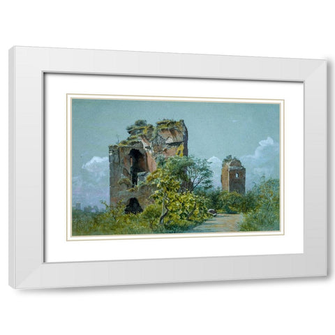 Baths of Trajan (Sette Sale, Villa Brancaccio, Rome) White Modern Wood Framed Art Print with Double Matting by Haseltine, William Stanley