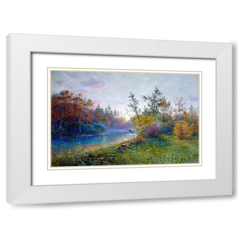 Mill Dam in Traunstein White Modern Wood Framed Art Print with Double Matting by Haseltine, William Stanley
