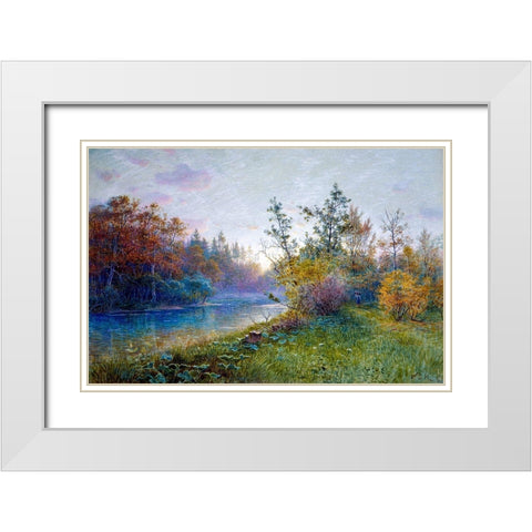 Mill Dam in Traunstein White Modern Wood Framed Art Print with Double Matting by Haseltine, William Stanley