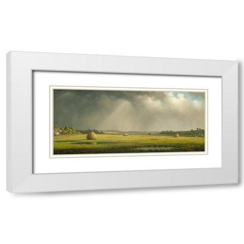 Newburyport Meadows White Modern Wood Framed Art Print with Double Matting by Heade, Martin Johnson