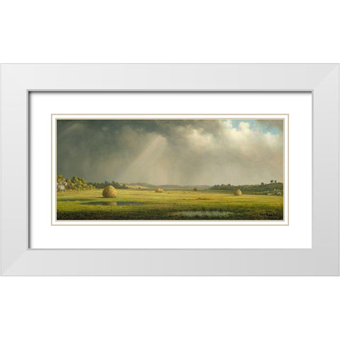 Newburyport Meadows White Modern Wood Framed Art Print with Double Matting by Heade, Martin Johnson