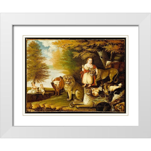 Peaceable Kingdom White Modern Wood Framed Art Print with Double Matting by Hicks, Edward