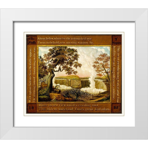 The Falls of Niagara White Modern Wood Framed Art Print with Double Matting by Hicks, Edward