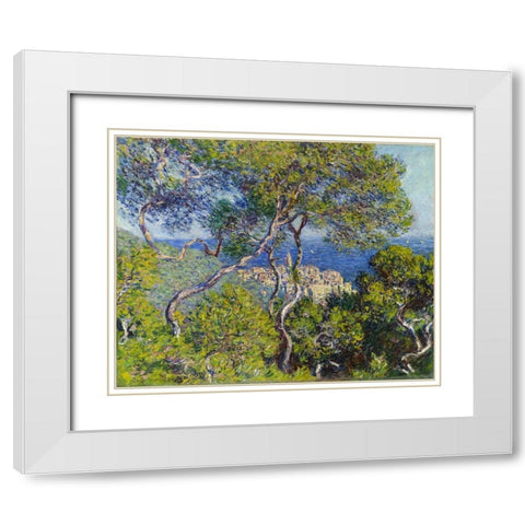 Bordighera White Modern Wood Framed Art Print with Double Matting by Monet, Claude