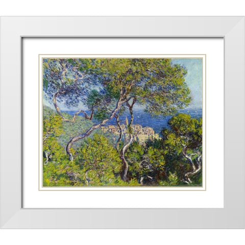 Bordighera White Modern Wood Framed Art Print with Double Matting by Monet, Claude