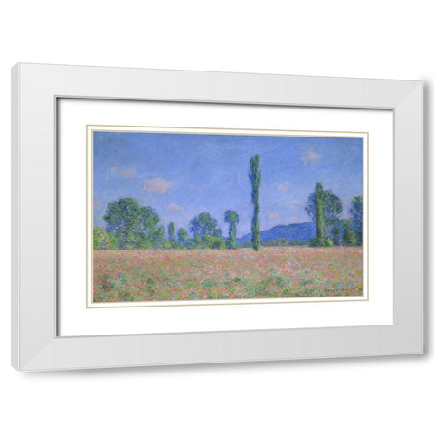 Poppy Field (Giverny) White Modern Wood Framed Art Print with Double Matting by Monet, Claude