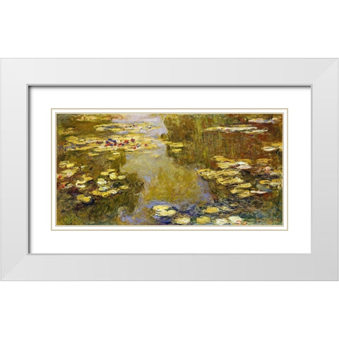 The Lily Pond White Modern Wood Framed Art Print with Double Matting by Monet, Claude