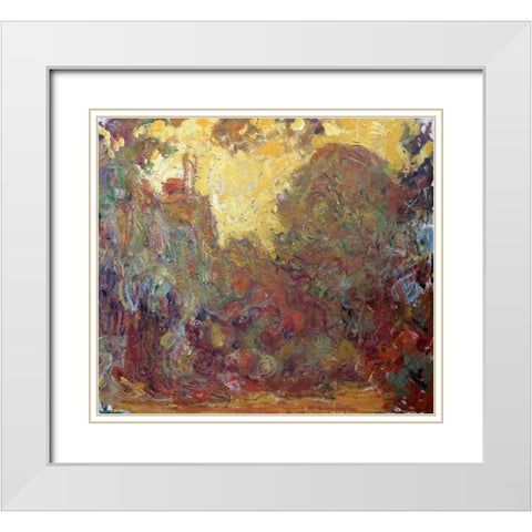 La Maison de Giverny White Modern Wood Framed Art Print with Double Matting by Monet, Claude