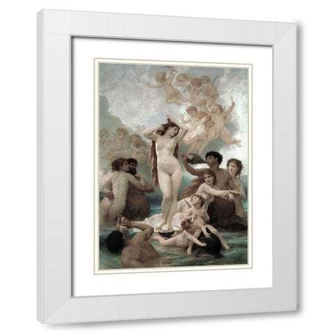 The Birth of Venus White Modern Wood Framed Art Print with Double Matting by Bouguereau, William-Adolphe