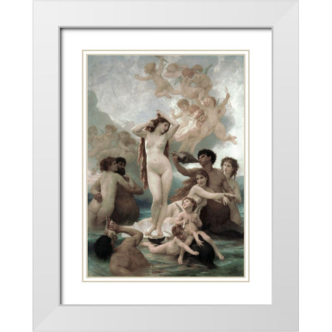 The Birth of Venus White Modern Wood Framed Art Print with Double Matting by Bouguereau, William-Adolphe