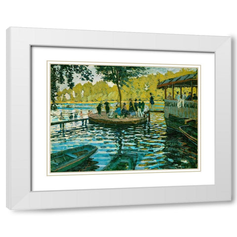 La GrenouillÃ©re White Modern Wood Framed Art Print with Double Matting by Monet, Claude