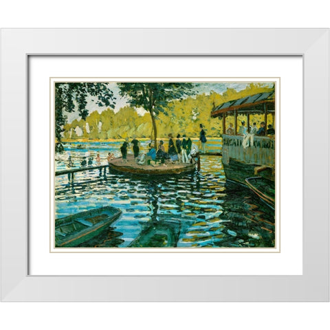 La GrenouillÃ©re White Modern Wood Framed Art Print with Double Matting by Monet, Claude