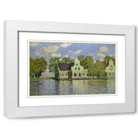 The House on the River Zaan in Zaandam White Modern Wood Framed Art Print with Double Matting by Monet, Claude
