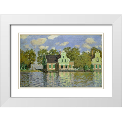 The House on the River Zaan in Zaandam White Modern Wood Framed Art Print with Double Matting by Monet, Claude