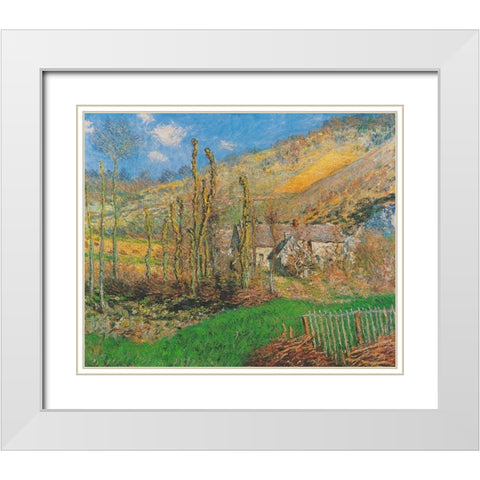 Winter Landscape at the Val de Falaise (Giverny) White Modern Wood Framed Art Print with Double Matting by Monet, Claude