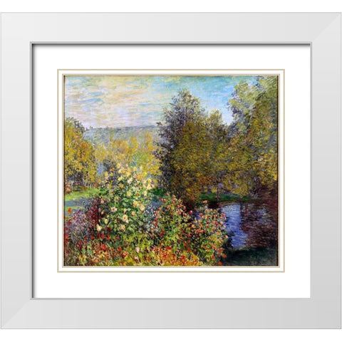 Corner of the Garden at Montgeron White Modern Wood Framed Art Print with Double Matting by Monet, Claude