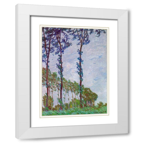 Poplars (Wind effect) White Modern Wood Framed Art Print with Double Matting by Monet, Claude