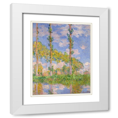 Poplars in the sun White Modern Wood Framed Art Print with Double Matting by Monet, Claude