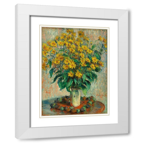 Jerusalem Artichoke Flowers White Modern Wood Framed Art Print with Double Matting by Monet, Claude
