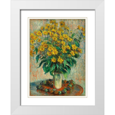 Jerusalem Artichoke Flowers White Modern Wood Framed Art Print with Double Matting by Monet, Claude