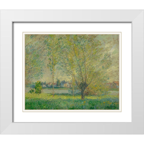 The Willows White Modern Wood Framed Art Print with Double Matting by Monet, Claude