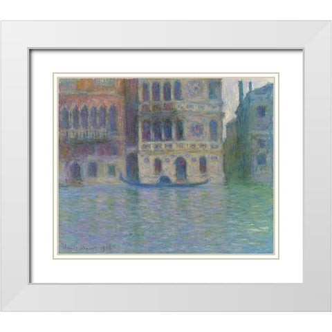 Venice, Palazzo Dario White Modern Wood Framed Art Print with Double Matting by Monet, Claude
