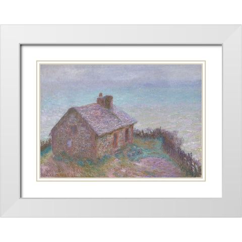 The Customs House at Varengeville White Modern Wood Framed Art Print with Double Matting by Monet, Claude