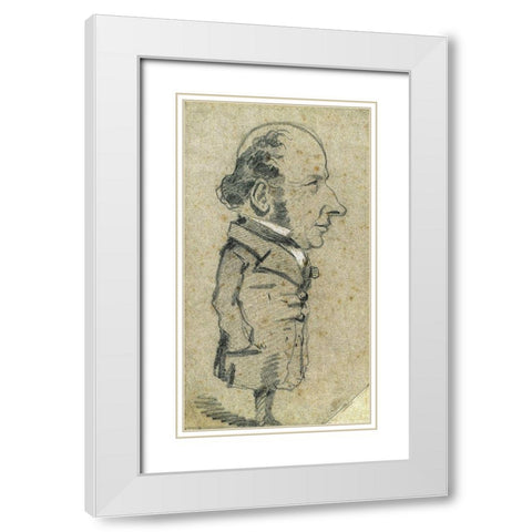 Caricature of EugÃ¨ne Marcel White Modern Wood Framed Art Print with Double Matting by Monet, Claude
