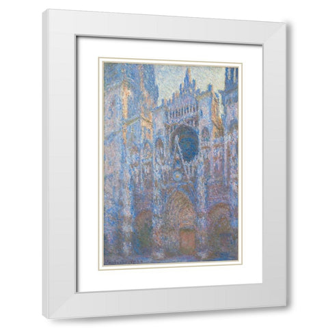 Rouen Cathedral, West FaÃ§ade White Modern Wood Framed Art Print with Double Matting by Monet, Claude