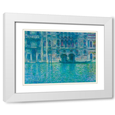 The Seine at Giverny White Modern Wood Framed Art Print with Double Matting by Monet, Claude