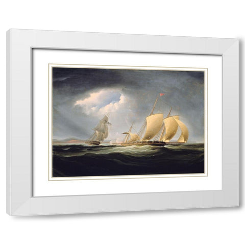Capture of the Tripoli by the Enterprise White Modern Wood Framed Art Print with Double Matting by Birch, Thomas